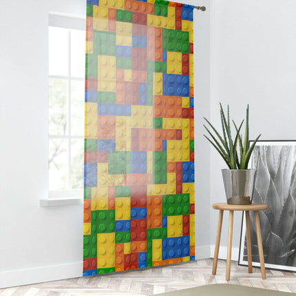 Customizable Lego-Themed Kids' Window Curtains with Personalized Artwork