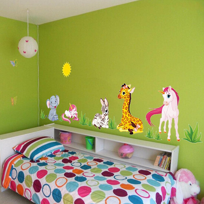 Lovely Cartoon Animal Elephant Giraffe Wall Sticker Kids Room DIY Home Decor