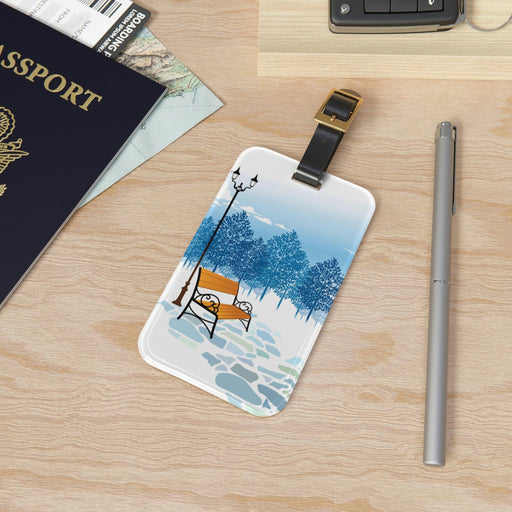Peekaboo Acrylic Luggage Tag with Leather Strap and Customizable Design