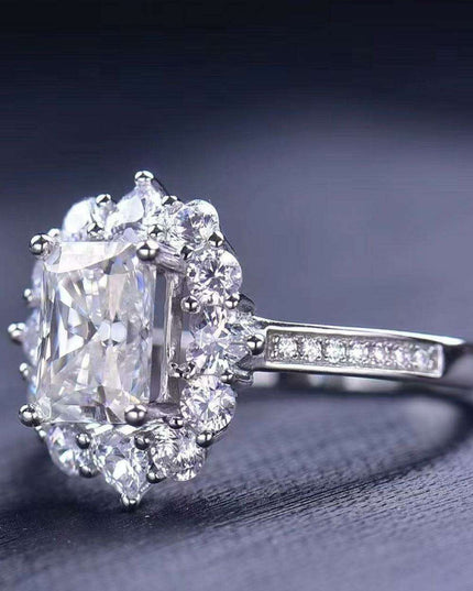 Luminous Luxury: 2 Carat Lab-Grown Diamond Sterling Silver Ring with Platinum Details