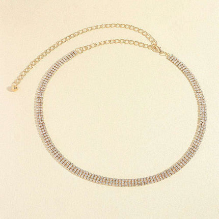 Glistening Rhinestone-Studded Alloy Waist Belt for Timeless Style