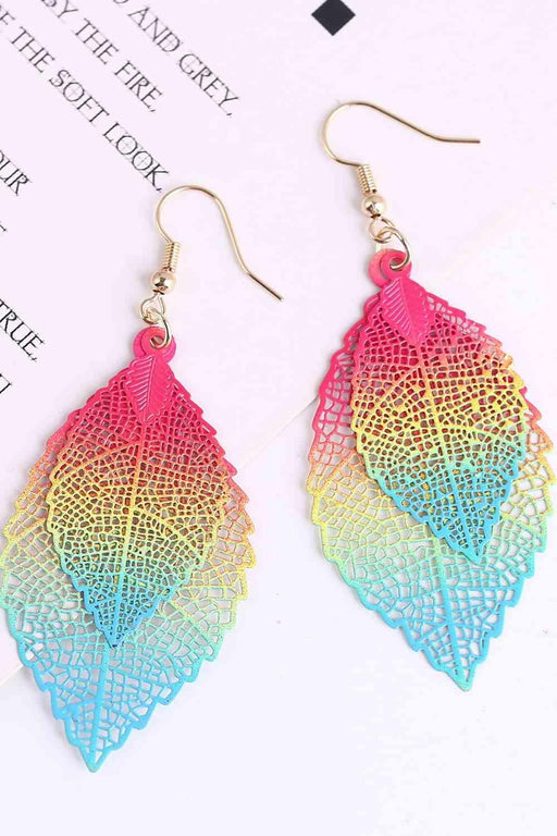 Contemporary Alloy Leaf Dangle Earrings for a Stylish Statement