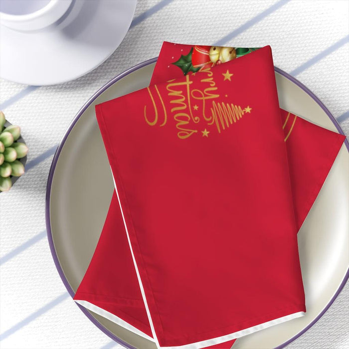 19"x19" Christmas Winter Holiday Red Napkin, Set of 4