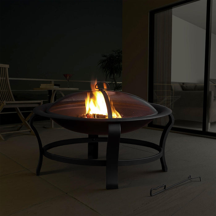 Brishti 19.68'' H x 30'' W Steel Wood Burning Outdoor Fire Pit