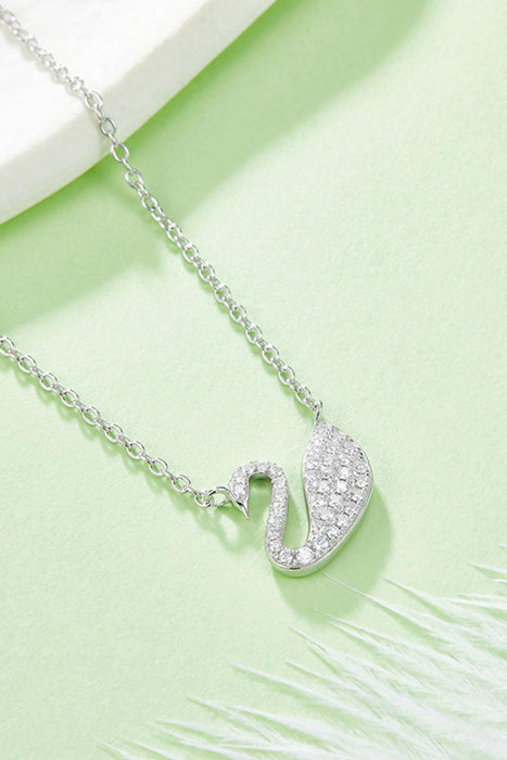 Swan Lab Created Diamond Necklace with Moissanite Gem in Sterling Silver
