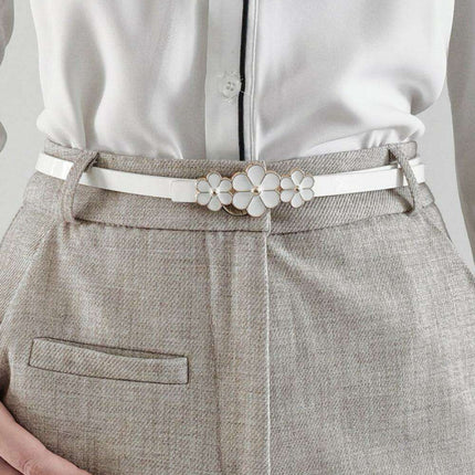 Chic Floral Accent Faux Leather Waist Belt