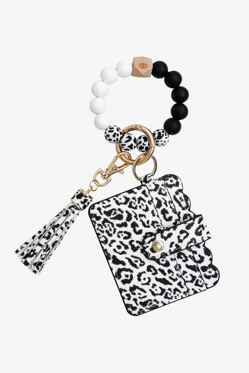 Leopard Print Silicone and Beech 2-Pack Tassel Wristlet Key Chain