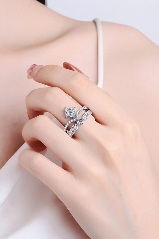 Sleek Sterling Silver Lab-Diamond Crown Ring