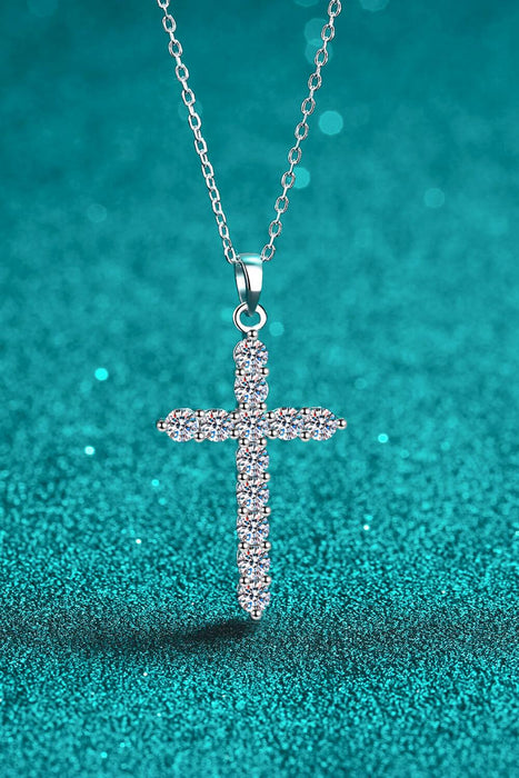 Exquisite Sterling Silver Cross Necklace with Lab Grown Diamond - A Timeless Symbol of Elegance