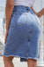 Denim Midi Skirt with Slit Detail
