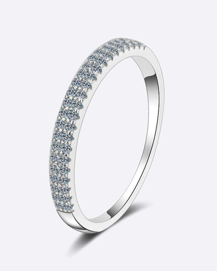 Elegant Moissanite Half-Eternity Ring in Sterling Silver