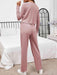 Cozy Button-Up Lounge Set with Long Sleeve Top and Pants