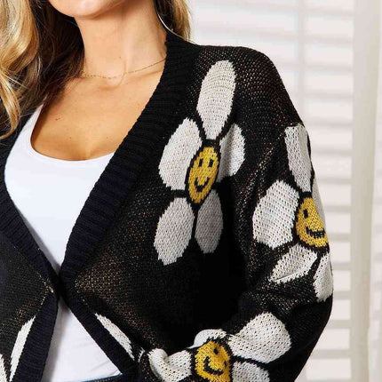 Botanical Elegance Longline Button-Up Cardigan