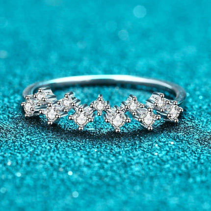 Elegant Moissanite Half-Eternity Band in Sterling Silver with Rhodium Finish