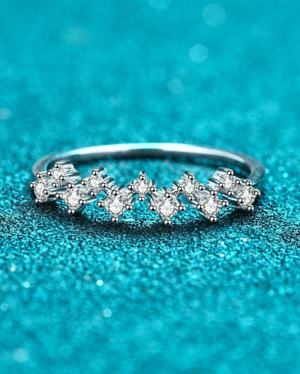 Elegant Moissanite Half-Eternity Band in Sterling Silver with Rhodium Finish
