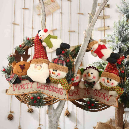 Joyful Holiday Doll Wreath Ornament for Festive Decor