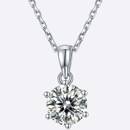 Stunning 1 Carat Lab-Created Diamond Silver Necklace: A Touch of Timeless Luxury