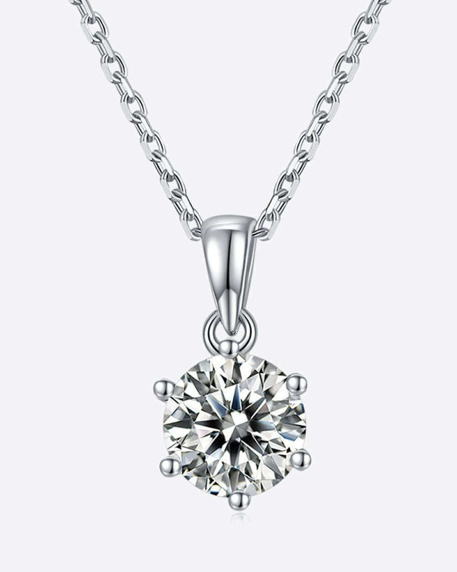 Stunning 1 Carat Lab-Created Diamond Silver Necklace: A Touch of Timeless Luxury