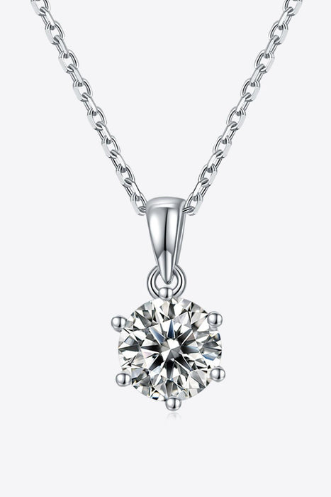 Luxurious 1 Carat Lab-Diamond Sterling Silver Necklace with Platinum Finish and Certified Elegance