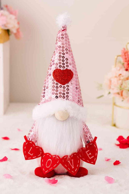 Sequined Heart Pointed Hat Gnome for Mother's Day Delight