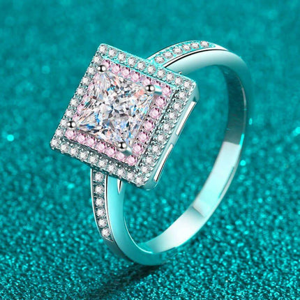 Chic Geometric Lab-Diamond Ring Ensemble with Radiant Zircon Highlights