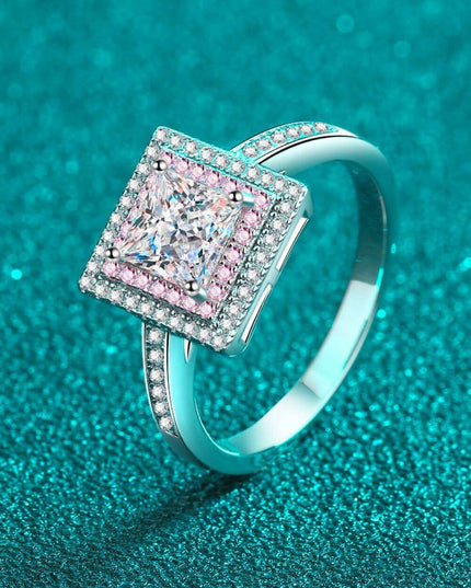 Chic Geometric Lab-Diamond Ring Ensemble with Radiant Zircon Highlights