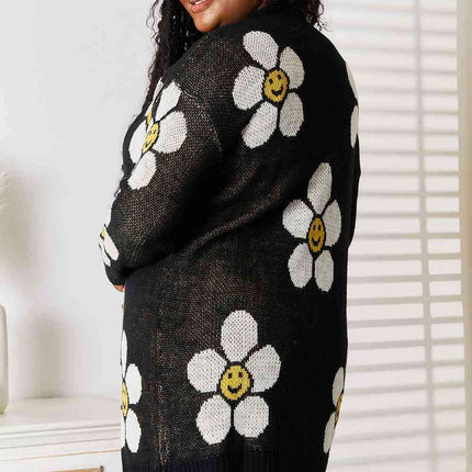 Botanical Elegance Longline Button-Up Cardigan