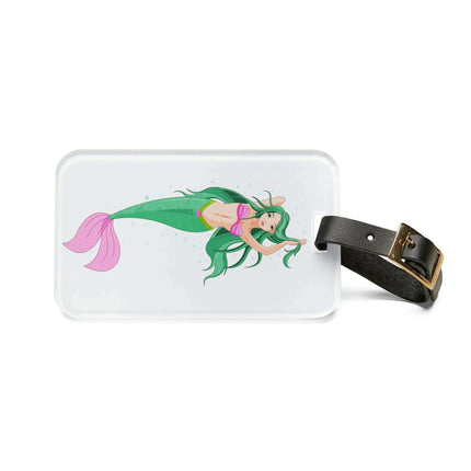 Chic Mermaid-Inspired Luggage Tag with Adjustable Leather Strap