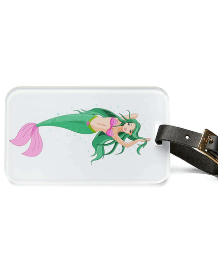 Chic Mermaid-Inspired Luggage Tag with Adjustable Leather Strap