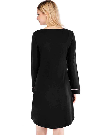 Cozy Sheer Night Dress with Round Neck