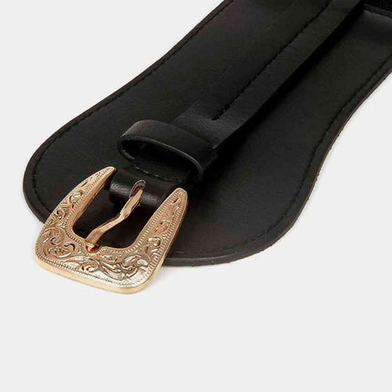 Chic Wide PU Belt with Elegant Alloy Buckle for a Fashion Forward Look