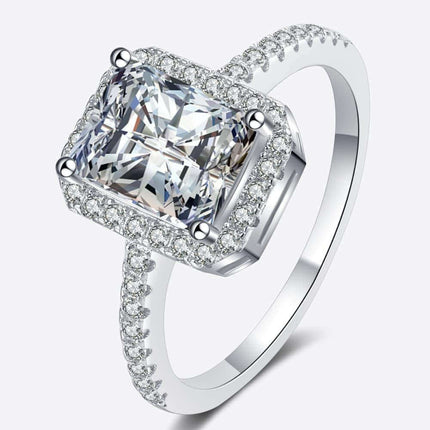 Elegant 2 Carat Moissanite and Zircon Silver Ring - Luxury Edition