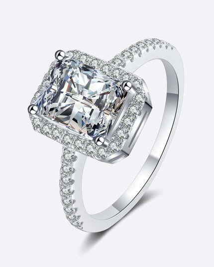 Elegant 2 Carat Moissanite and Zircon Silver Ring - Luxury Edition