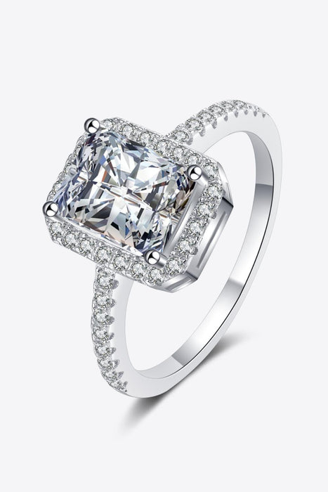 Dazzling 2 Carat Moissanite Sterling Silver Halo Ring with Zircon Accents - Premium Edition