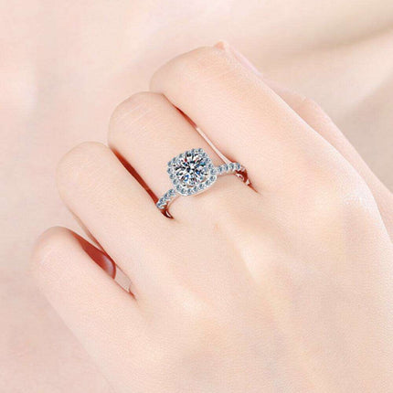 Timeless Elegance Moissanite and Zircon Sterling Silver Ring