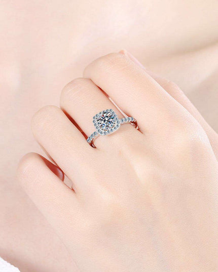 Timeless Elegance Moissanite and Zircon Sterling Silver Ring