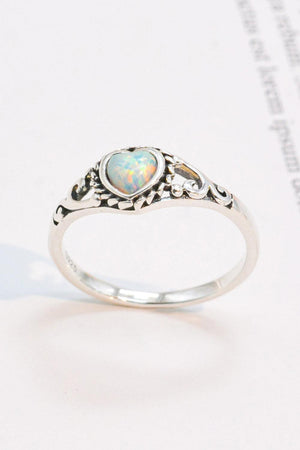 925 Sterling Silver Heart-Shape Opal Ring-Trendsi-Silver-5-Très Elite