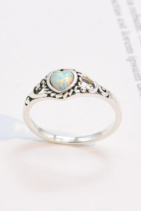 Opal Heart-Shaped Australian Gemstone Ring - Exquisite Symbol of Romance and Elegance