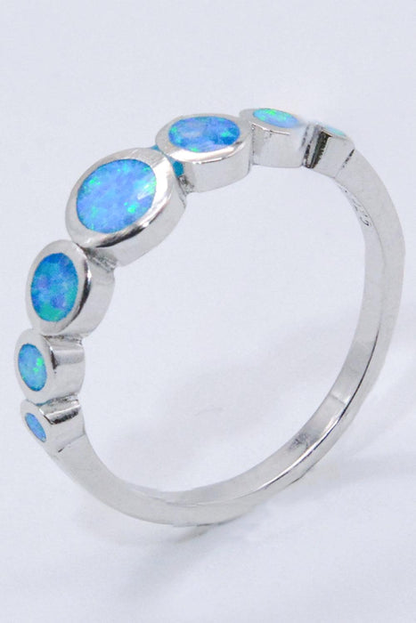 Opal Elegance: Sterling Silver Ring with Australian Opals - Exquisite Craftsmanship and Timeless Beauty
