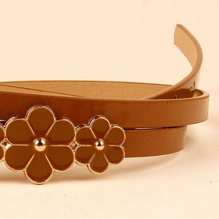Chic Floral Accent Faux Leather Waist Belt