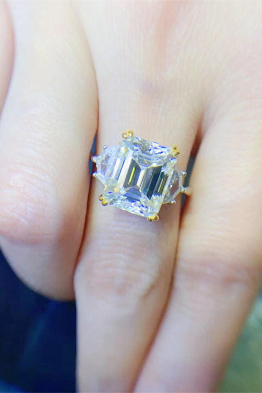 5 Carat Lab-Diamond Sterling Silver Ring with Platinum Finish - Elegant Sophistication