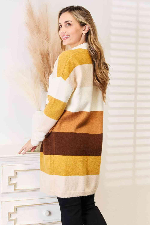 Colorful Chic Drop-Shoulder Cardigan with Woven Details