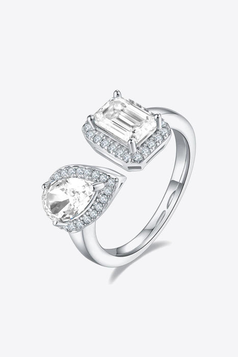 Luxurious 1 Carat Moissanite Sterling Silver Open Ring with Zircon Accents - Certificate & Warranty Included