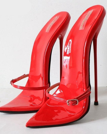 Stunning Metallic 7-Inch Heeled Sandals - Women's Elegant Nighttime Buckle Shoes