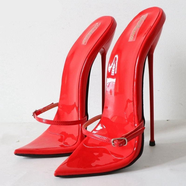 Stunning Metallic 7-Inch Heeled Sandals - Women's Elegant Nighttime Buckle Shoes