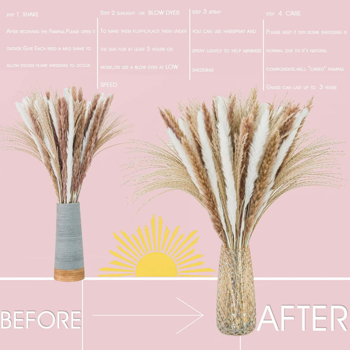 Boho Farmhouse Decor: Dried Pampas Grass Bouquet for Wedding & Home