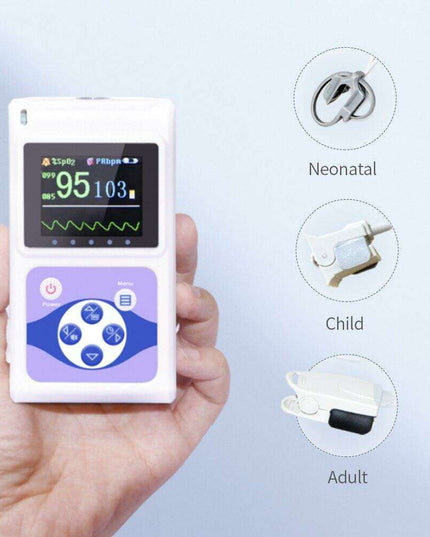 Smart Handheld Pulse Oximeter with Sleep Monitoring - Accurate Heart and Oxygen Level Tracking for All Ages and Pets