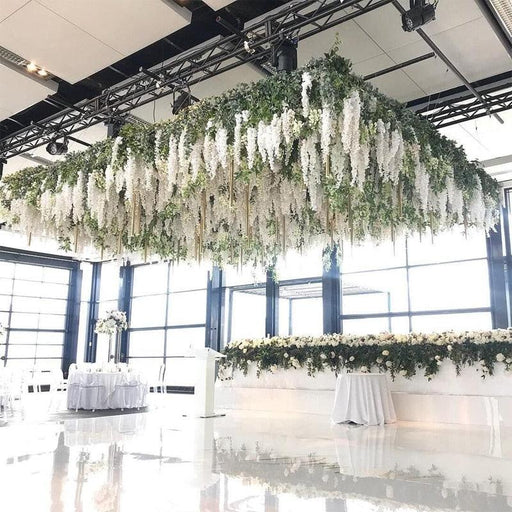 Silk Wisteria Garland with Extra Long Thick Vines - Set of 12 Artificial Flowers for Home Party Wedding Decor