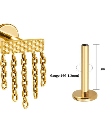 Titanium Hammer Tassel Lip Ring: Premium Body Jewelry for Piercing Enthusiasts