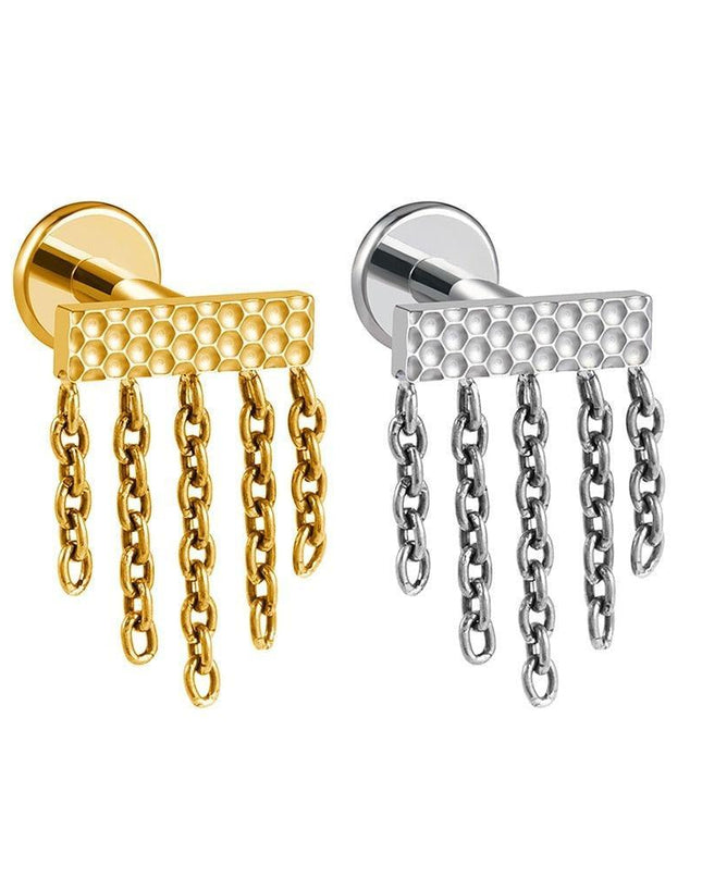 Titanium Hammer Tassel Lip Ring: Premium Body Jewelry for Piercing Enthusiasts